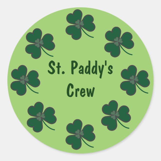 St. Paddy's Crew Kleeblatts Runder Aufkleber (Vorderseite)
