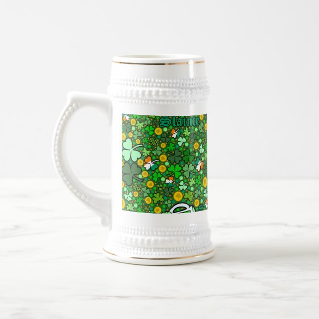 St. Paddy's Day Green Gold Coins Kleeblatt Slainte Bierglas (Links)