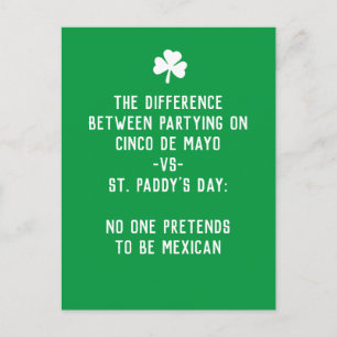 St Paddy's Day vs Cinco de Mayo Postkarte