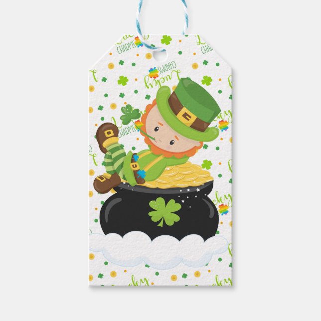 St Paddy's Leprechaun Geschenkanhänger (Vorderseite)
