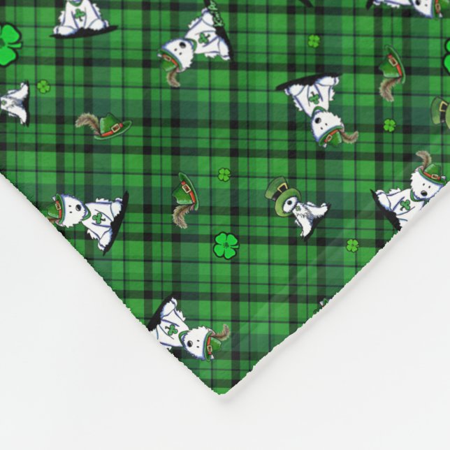 St. Paddy's Westie KiniArt Fleece Blanket (Ecke)
