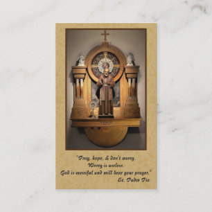 St. Padre Pio Lady Mount Carmel Gebetsbekleidung Visitenkarte