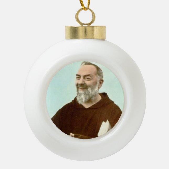 St.Padre Pio Weihnachtsverzierung Keramik Kugel-Ornament (Vorderseite)