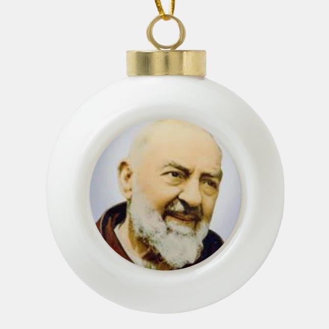 St.Padre Pio Weihnachtsverzierung Keramik Kugel-Ornament (Vorderseite)