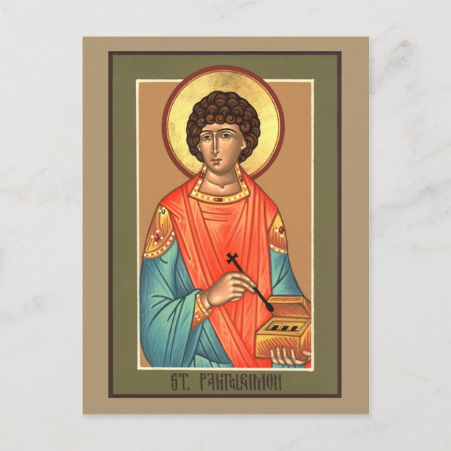 St. Panteleimon Prayer Card Postkarte (Vorderseite)
