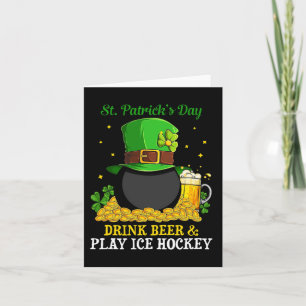 St Patrick#39;s Day Drink Beer Play Ice Hockey Fun Karte