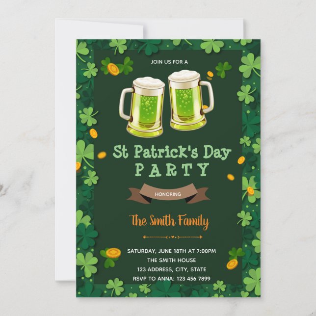 St. Patrick Beer Theme Feiertagskarte (Vorderseite)