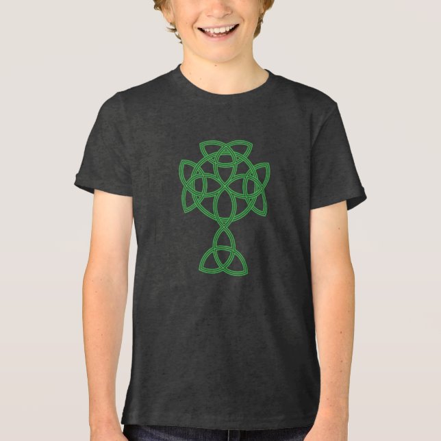 St. Patrick Celtic Cross | Trinity Knot & Quote Tri-Blend Shirt (Vorderseite)