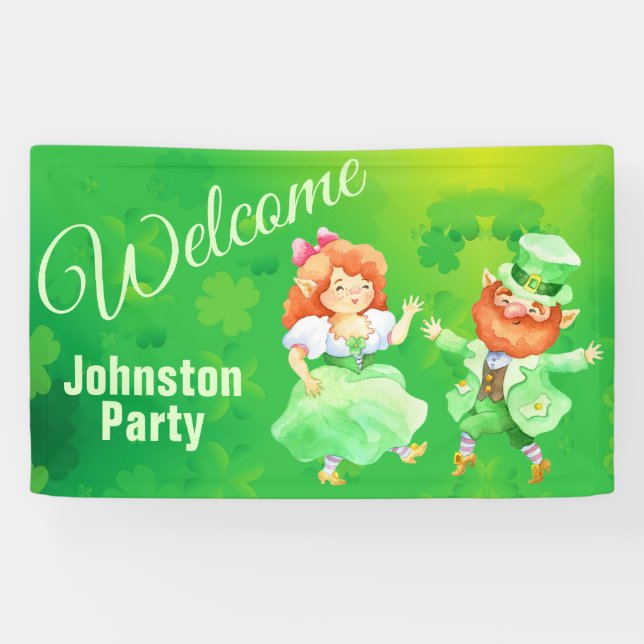 St. Patrick Dancing Leprechaun Begrüßungsbanner Banner (Horizontal)