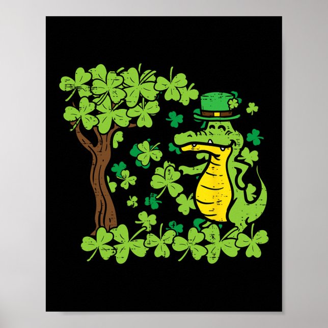 St Patrick Day Alligator Kleeblatt Saint Pattys Me Poster (Vorne)