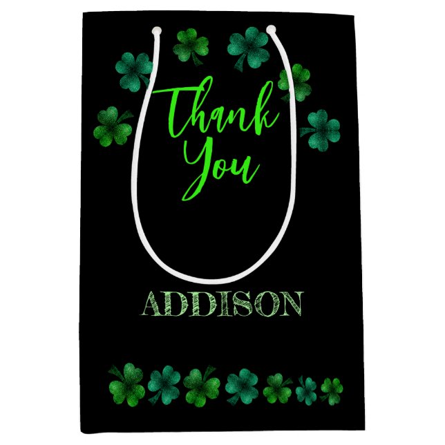 St Patrick Day Birthday Lasse Party Kleeblatt Mittlere Geschenktüte (Vorderseite)