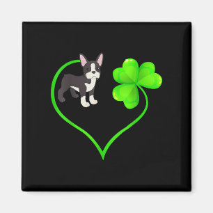 St Patrick Day Boston Terrier Dog Mama Vater Kleeb Magnet