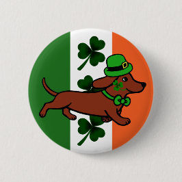 St. Patrick Day Dackel Cartoon 7 Button