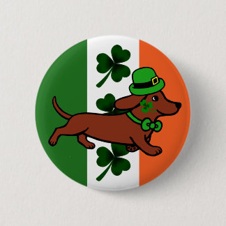 St. Patrick Day Dackel Cartoon 7 Button