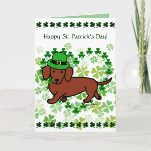 St. Patrick Day Dackel Cartoon Karte