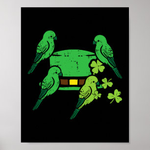 St Patrick Day Hat Birds Saint Paddys Kardinal Men Poster