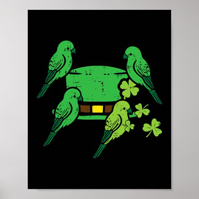 St Patrick Day Hat Birds Saint Paddys Kardinal Men Poster (Vorne)