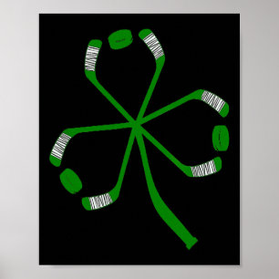 St Patrick Day Ice Hockey Sticks Kleeblatt Green C Poster