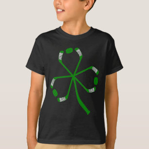St Patrick Day Ice Hockey Sticks Kleeblatt Green C T-Shirt