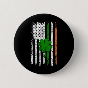St Patrick Day Irish American Flag Retro Saint Pat Button