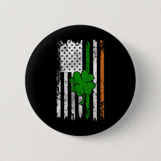 St Patrick Day Irish American Flag Retro Saint Pat Button