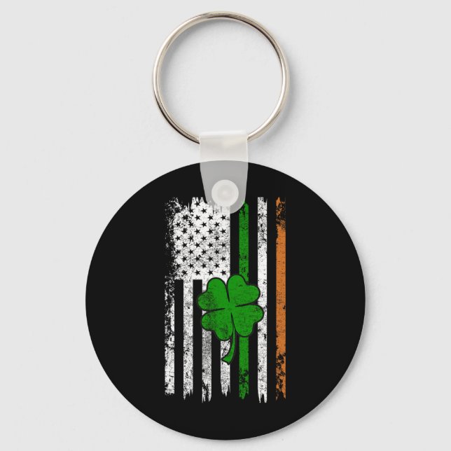 St Patrick Day Irish American Flag Retro Saint Pat Schlüsselanhänger (Vorderseite)