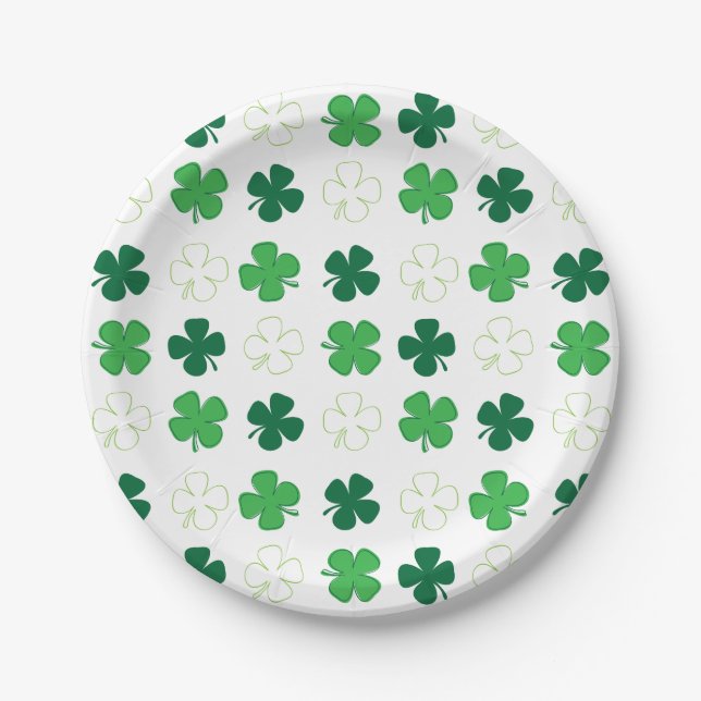 St. Patrick Day Irish Green Kleeblatts Pappteller (Vorderseite)