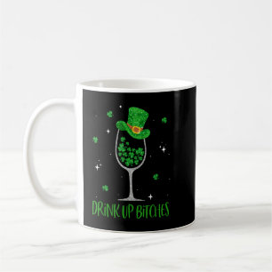 St Patrick Day Kleeblatt Weinglas Leprec trinken Kaffeetasse