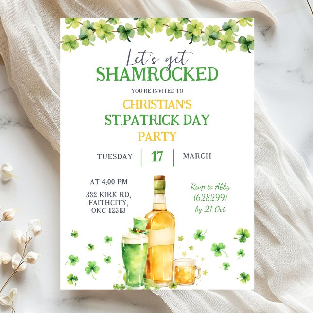 St Patrick Day Let's Get Shamrocked Party Einladung (Von Creator hochgeladen)