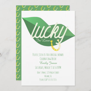 St Patrick Day Lucky Brautparty Lip Green Einladung