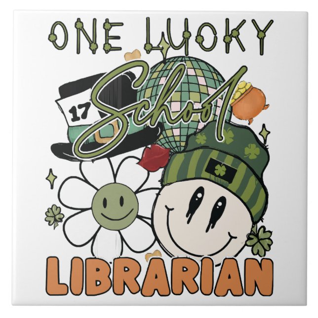 St. Patrick Day Lucky Librarian Fliese (Vorderseite)
