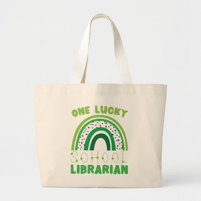 St. Patrick Day Lucky Librarian Jumbo Stoffbeutel (Vorne)