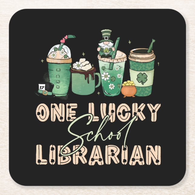 St. Patrick Day Lucky Librarian Rechteckiger Pappuntersetzer (Vorderseite)