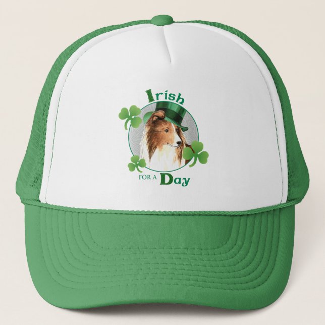 St. Patrick-Day Sheltie Truckerkappe (Vorderseite)