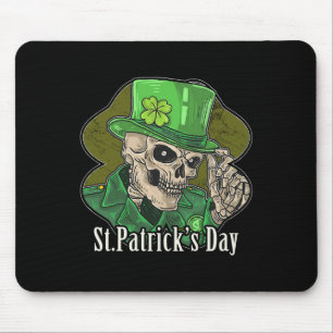 St Patrick Day Skeleton Clover Fun Sarcastic Mousepad
