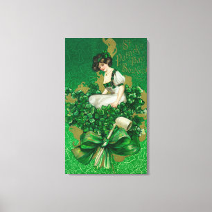 St. Patrick Day Souvenir Frau auf Clover Scene Leinwanddruck