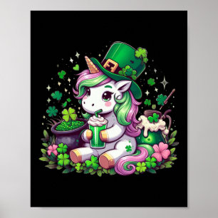 St Patrick Day T-Shirts Irish Unicorn Girls Kinder Poster