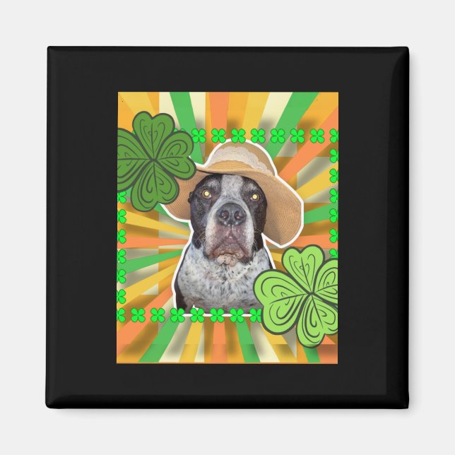 St. Patrick Dog Sticker Magnet (Vorne)