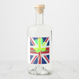 St. Patrick Flag Irish Kleeblatt Union Jack Funny Alkoholflaschenetikett