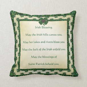 St Patrick funkelnd Kleeblatt-irischer Segen Kissen
