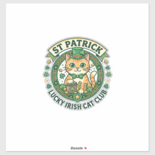 St. Patrick Glücklicher Irischer Katze Süße Katze Aufkleber