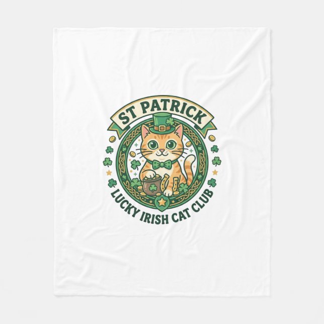 St. Patrick Glücklicher Irischer Katze Süße Katze  Fleecedecke (Vorderseite)