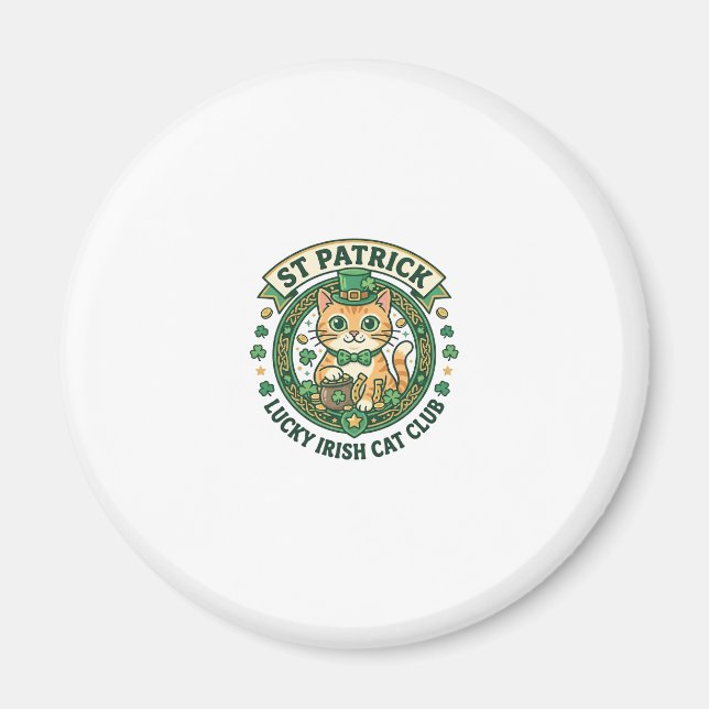 St. Patrick Glücklicher Irischer Katze Süße Katze  Magnet (Vorne)