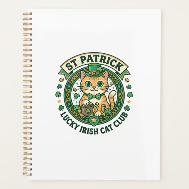 St. Patrick Glücklicher Irischer Katze Süße Katze  Planer (Vorderseite)