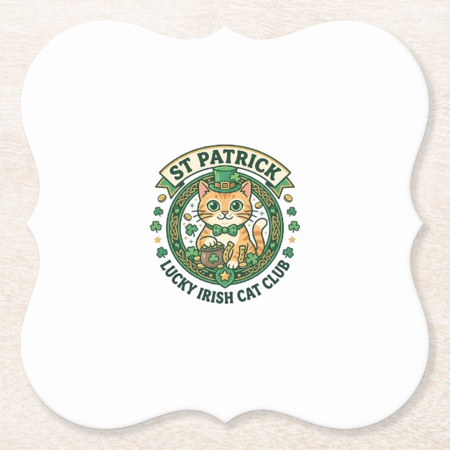 St. Patrick Glücklicher Irischer Katze Süße Katze  Untersetzer (Vorderseite)