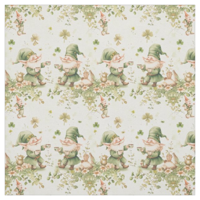 St Patrick Gnome Irish Coffee Pattern Stoff (Muster)