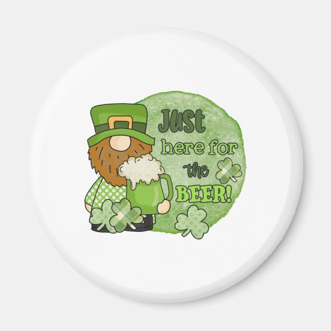 St. Patrick Green Gnome Just Here For The Beer Magnet (Vorne)