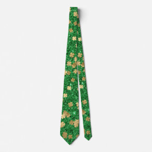 St Patrick Green Gold Clover Kleeblatt Confetti Fu Krawatte