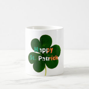 St. Patrick Irish Flag Colors Typografy Kleeblatt Kaffeetasse