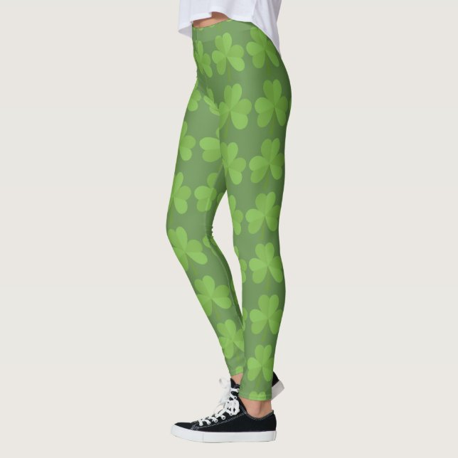 St. Patrick Irish Kleeblatt Clover Green Pattern Leggings (Links)